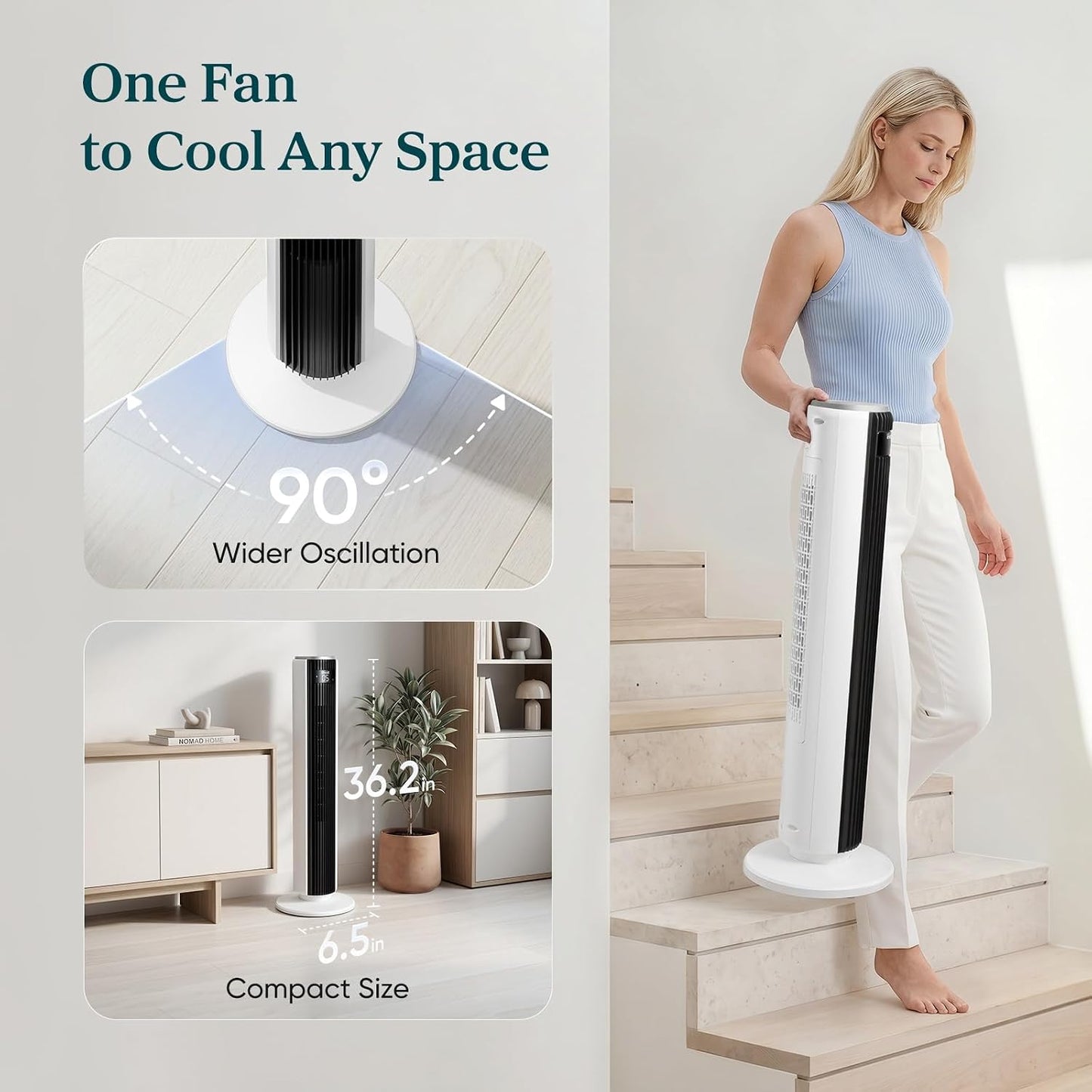 Oscillating Tower Fan with Remote Control and Timer 36"
